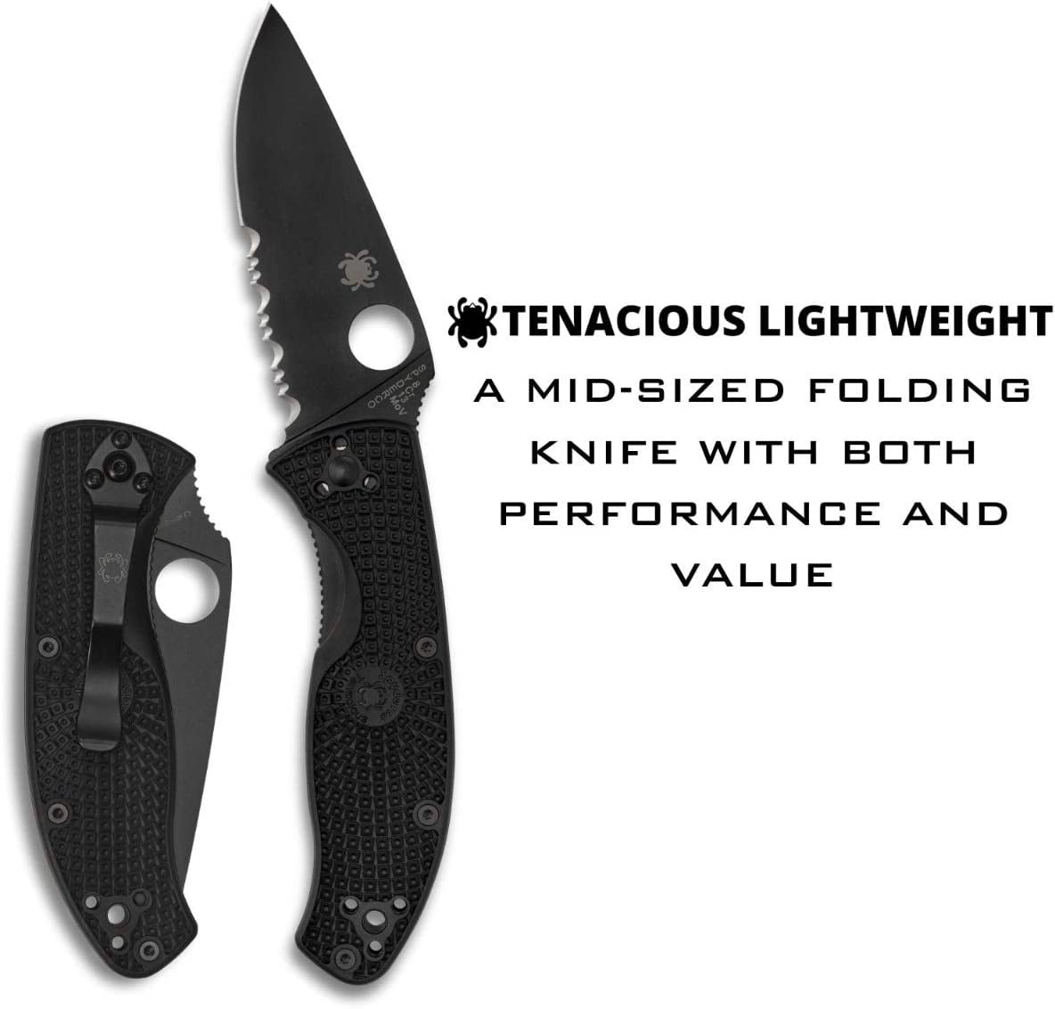 Spyderco Knives Spyderco Tenacious Lightweight Folding Knife FRN 3.39in PS Black Oxide Blade SPC122PSBBK