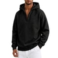 thumbnail image 6 of Men's Quarter Zip Hoodies Zip Up Hoodie Long Sleeve Drop Shoulder Sweatshirt Casual Pullover, L, 6 of 6