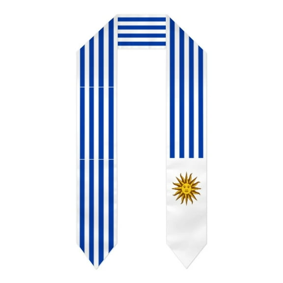 Graduation Sash Uruguay Flag scarf Shawl Stole Sapphire Blue with Star Stripe Bachelor Gown Accessory Ribbon 180*14cm