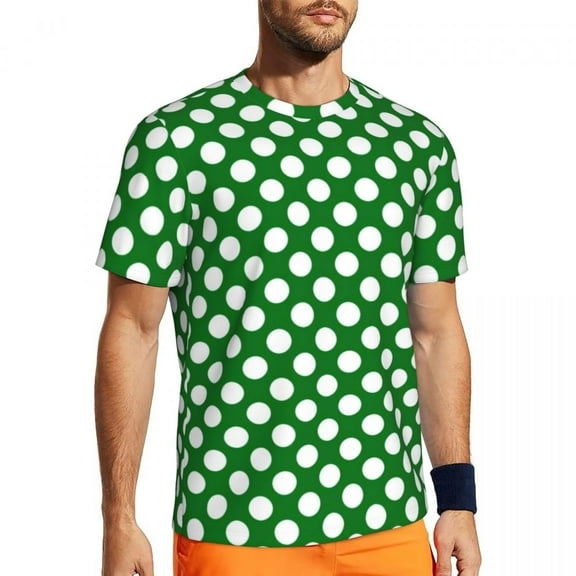 T Shirt For Men White Polka Dot Holiday T-Shirt Mens Polkadot Christmas Green Classic Sports Fast Dr