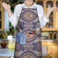thumbnail image 6 of Multicolor Ethnic Geometric Pattern (4) Apron-Garden Aprons for Women with Pockets-Cotton Linen Waterproof Kitchen Cooking Gardening Aprons Adjustable for Kitchen,Cooking,BBQ and Salon 33x27 Inch, 6 of 7