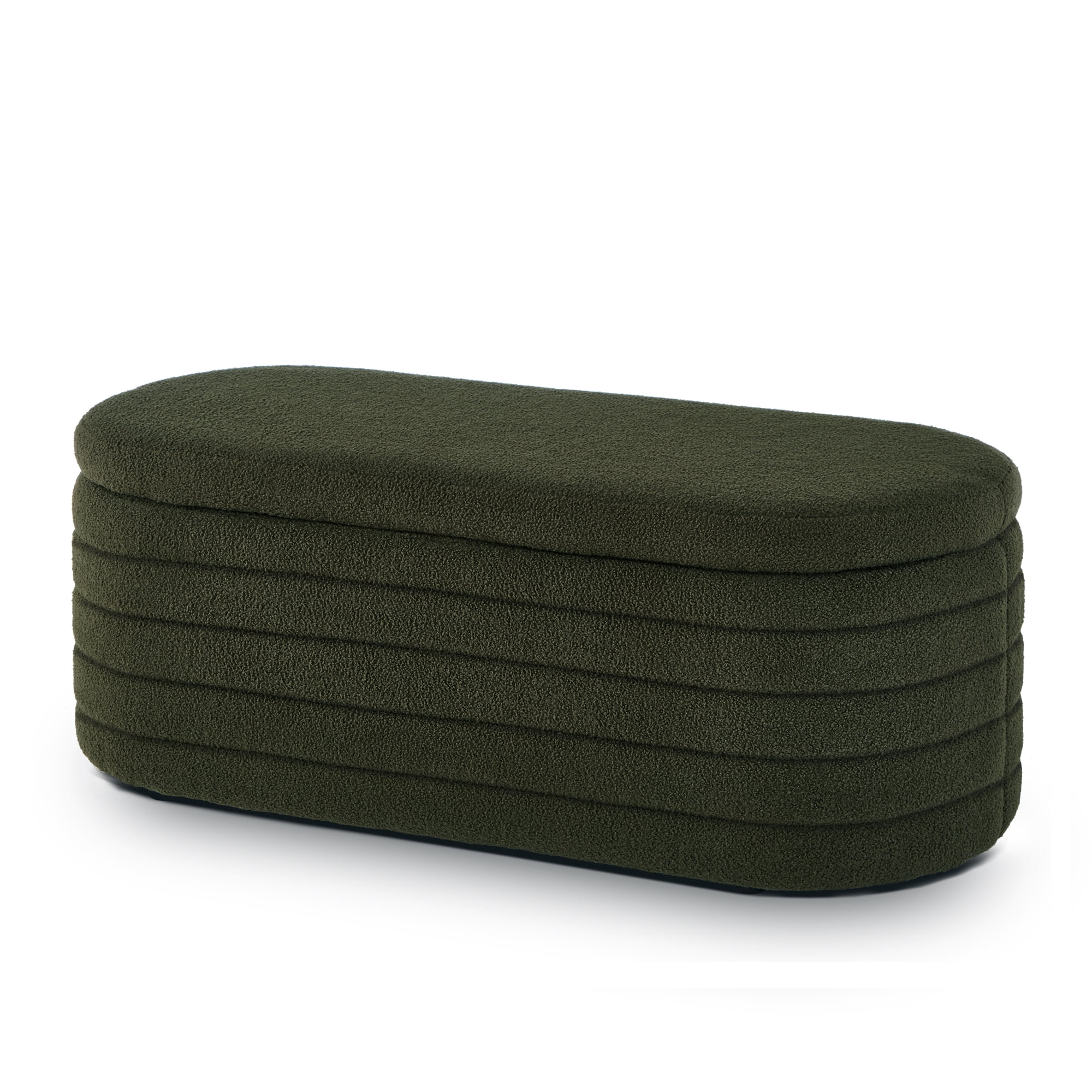 43 IN Wide Mid-Century Modern  Oval Storage Ottoman Bench for Living Room,Entryway,Dark Green