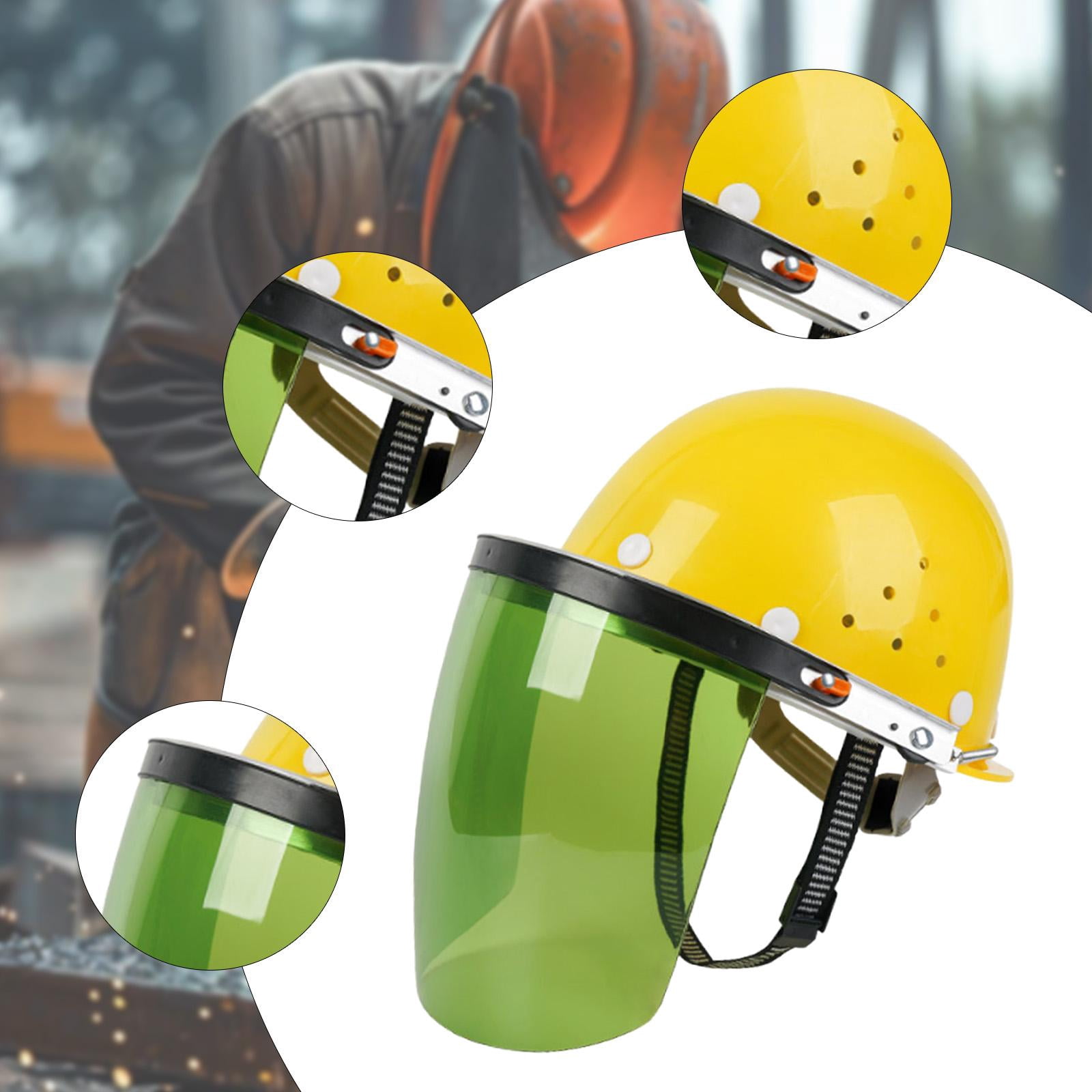 Zxpjkyu Face Shield Face Cover with Helmet Flip up Impact Resistant Headgear for Logging Green visor