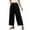 Black, variant on Women's Loose Straight-Leg Elastic Waist Lace Cropped Pants Pink Size XL