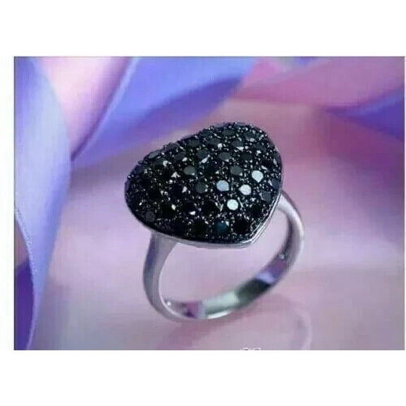 2Ct Round Lab-Created Black Diamond Engagement Ring 14K White Gold Plated