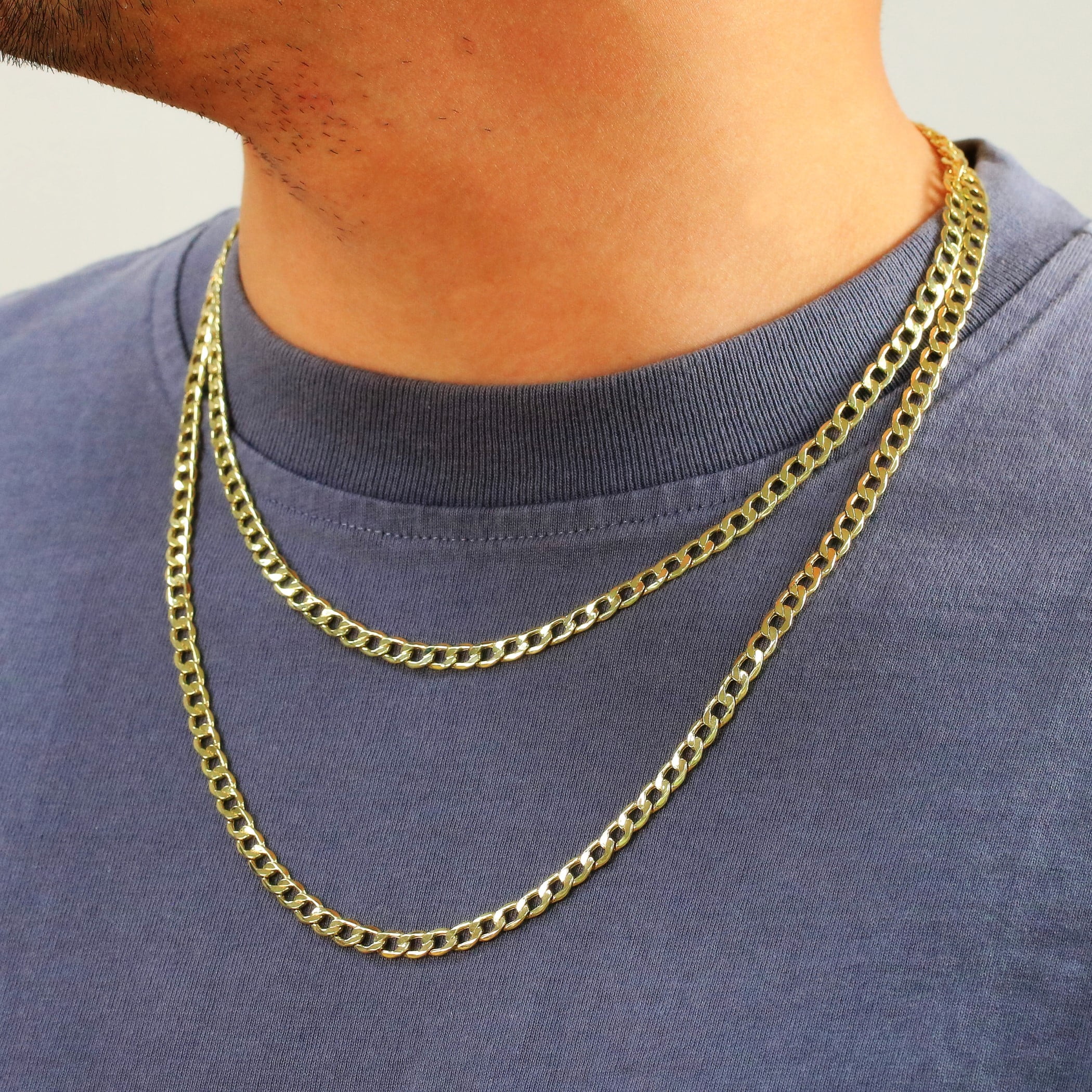 Nuragold 14k Real Yellow Gold Cuban Curb Link 5.5mm Chain Necklace (16"-30") Italian Jewelry for Men & Women