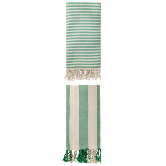 Unique Bargains 2Pcs Sand Repellent Light Beach Towel Quick Dry Green 71" x 40"