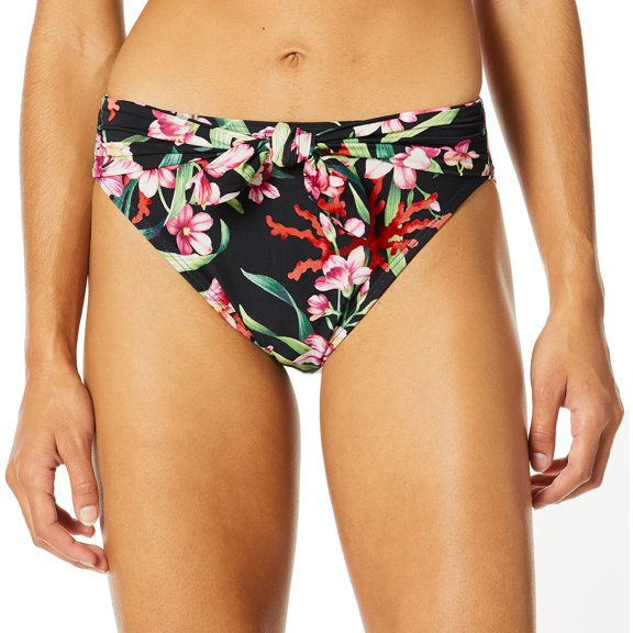 MSRP $69 Carmen Marc Valvo Bikini Bottom Front tie Garden Party Black Size S