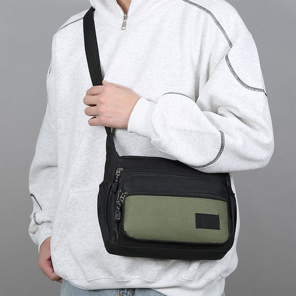 ROLKFUK Mens Sling Bag Crossbody, 0.49 lbs Lightweight Waterproof Nylon Multifunctional for Travel Work Hiking Sports, Shoulder Chest Daypack Green