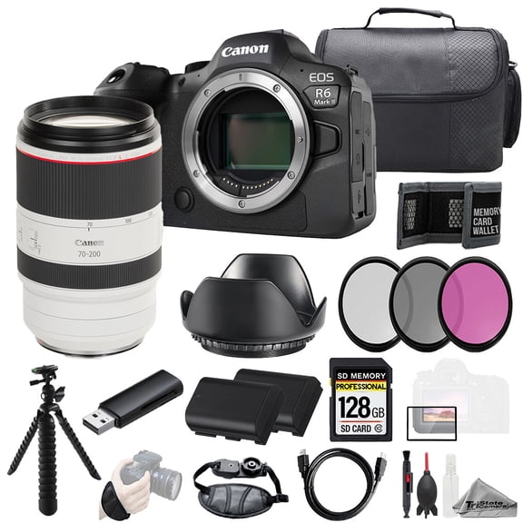 Canon EOS R6 II Camera   RF 70-200mm f/2.8L IS USM Lens 128GB   Ext Bat  3 PC Filter- Kit (International Version)