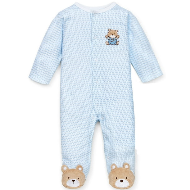 LTM Baby - Baby Boys Chevron Bear Snap Front Footie Pajamas For Baby ...