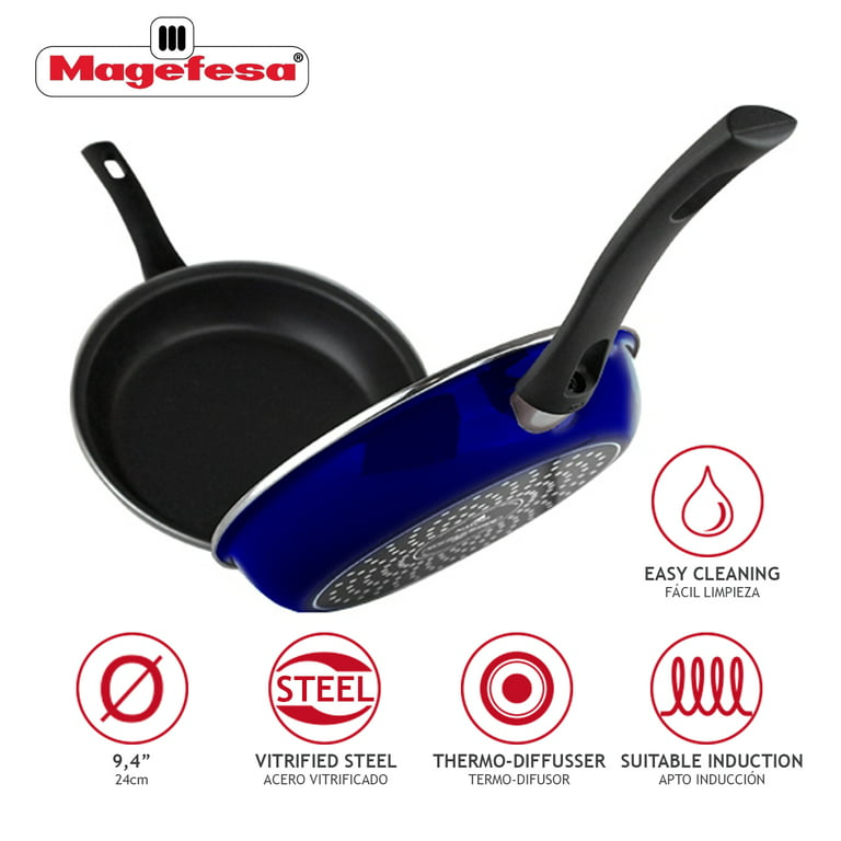 MAGEFESA ® Frittata spanish tortilla frying pan, 9.4 in, blue, double layer  non-stick frying pan, vitrified steel, compatible with all types of fire