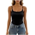 thumbnail image 3 of MDUKONU Tank Tops for Women Square Neck Spaghetti Strap Double Lined Y2K Going Out Camisole Top Size: One Size Black, 3 of 7
