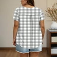 thumbnail image 3 of Hvyesh Women Plus Size Tshirts Summer Button Henley Shirts Plaid Short Sleeve Tops Lightweight Work Blouses, 3 of 6