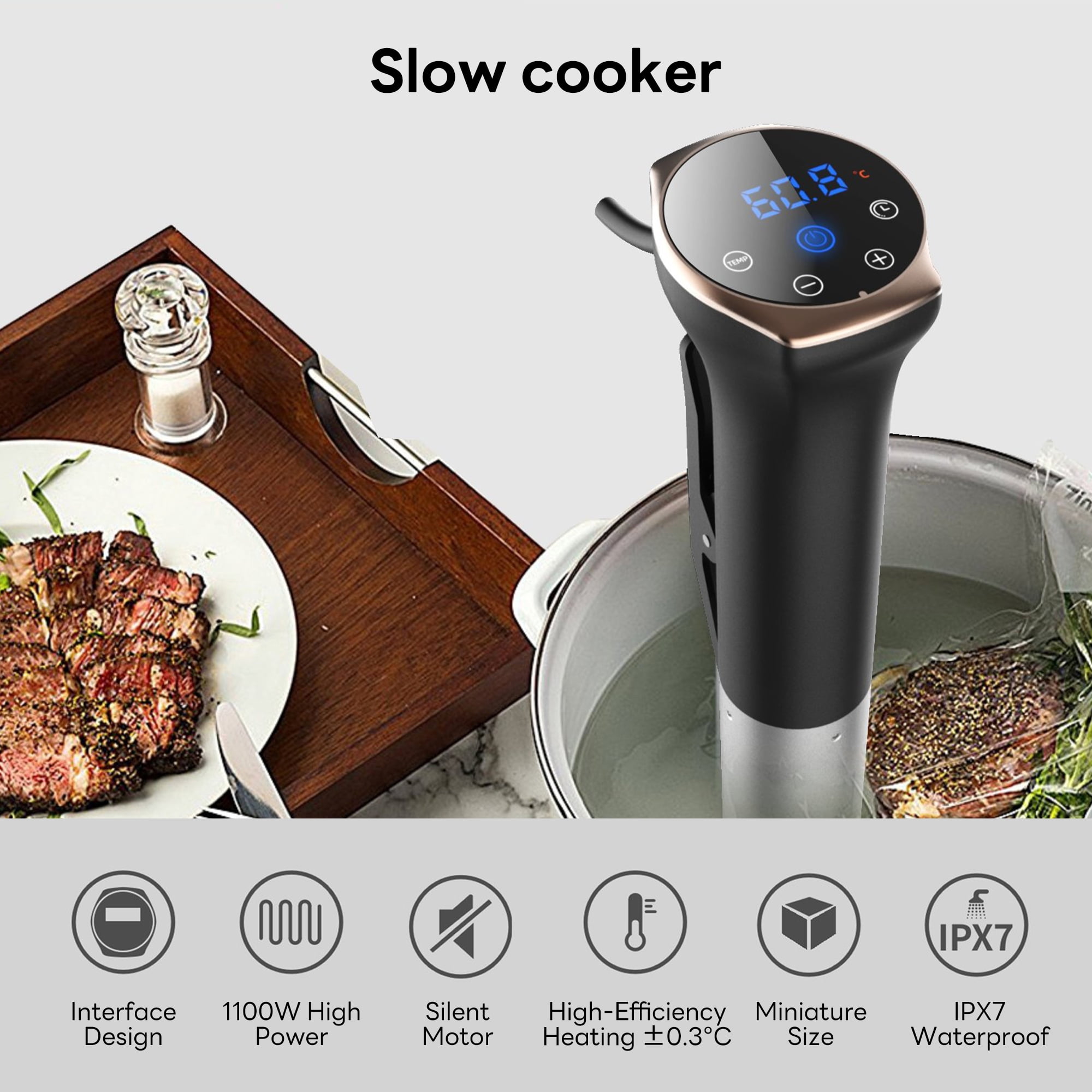 INSMART Sous Vide Machines, Precision Cooker, 1100W, IPX7 Waterproof Immersion Circulator with ±1℉ Temp Control