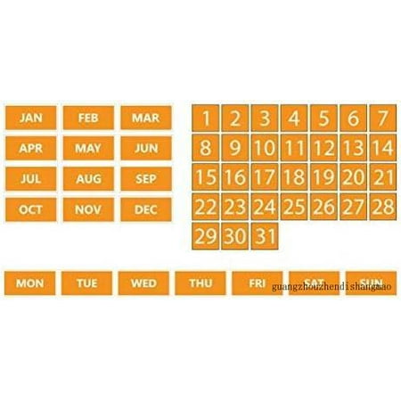 

Whiteboard Calendar Magnet Bundle (Dates Days Of The Week Months) By (Orange 0.75 X0.75 )