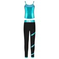 thumbnail image 2 of RUNQHUI Kids Girls Jazz Modern Dance Clothes Set Sleeveless Metallic Tank Top with Leggings 2 Piece Blue Green 6, 2 of 5