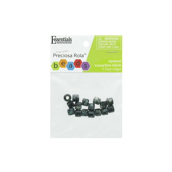 Essentials by Leisure Arts Czech Rola Bead Opaque Travertine Black 7.7mm 10gm – Czech Glass Beads for Jewelry Making, Czech Beads for DIY Bracelets, Necklaces, and Craft Projects