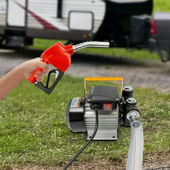 Heavy-Duty 110V Electric Oil Transfer Pump, 0.55KW 60L/min, Cast Iron Diesel Pump with Copper Motor, Refueling Gun & Hoses for Trucks & Equipment