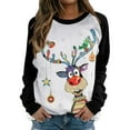thumbnail image 1 of VISgogo Mujer Primavera Otoño Casual Pullover Manga Larga O Cuello Deer Print Patchwork Sudadera VISgogo moda, 1 of 9