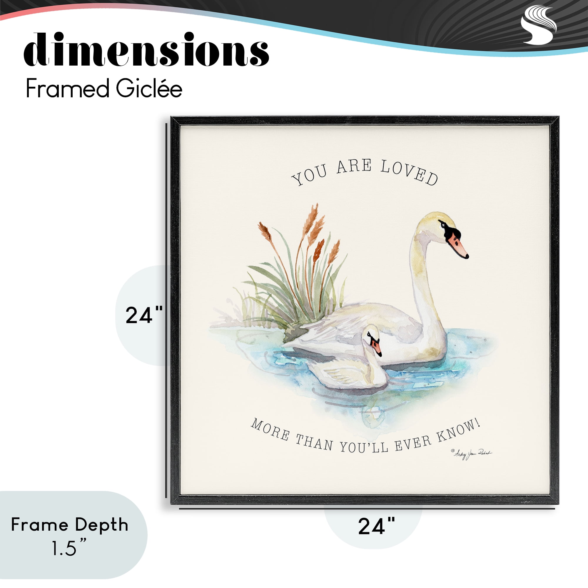 Stupell Industries More Than You Know Swans Black Framed Giclee Art, design by Audrey Jeanne Roberts
