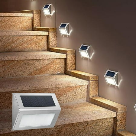 

RXIRUCGD Solar Light Outdoor Wall Lights Stair Step Lights Stainless Steel Solar Lights Garden Wall Lights Warm White Lights Automatic Open And Close Decorative Lights 2pcs