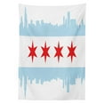 thumbnail image 3 of Ambesonne Chicago Skyline Tablecloth Rectangular Table Cover, Buildings Flag, 60"x90", Pale Blue White Red, 3 of 4