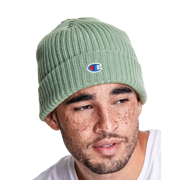 Champion Men's Ribbed Beanie Headwear with Cuff (All About Olive Green, One Size, OS)