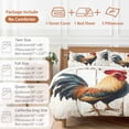 thumbnail image 6 of Retro Rooster Bedding Duvet Cover Set Full Size 4 Pieces Realistic Animal Wood Grain Bedding Set with Zipper Closure, 1 Comforter Cover 86x86 Inches 1 Flat Sheet & 2 Pillow Cases, 6 of 7