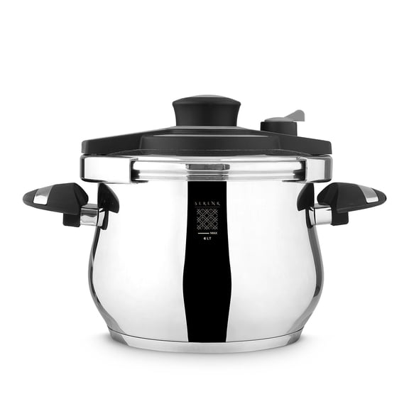Serenk Pressure Cooker Stainless Steel 6 Quart, Induction Compatible, Pressure Cooker Pot, Multi Cooker, Olla de Presion, Pressure Pot, Cookware, Pots and Pans, Sous Vide, w/Secure Safety Lid Lock