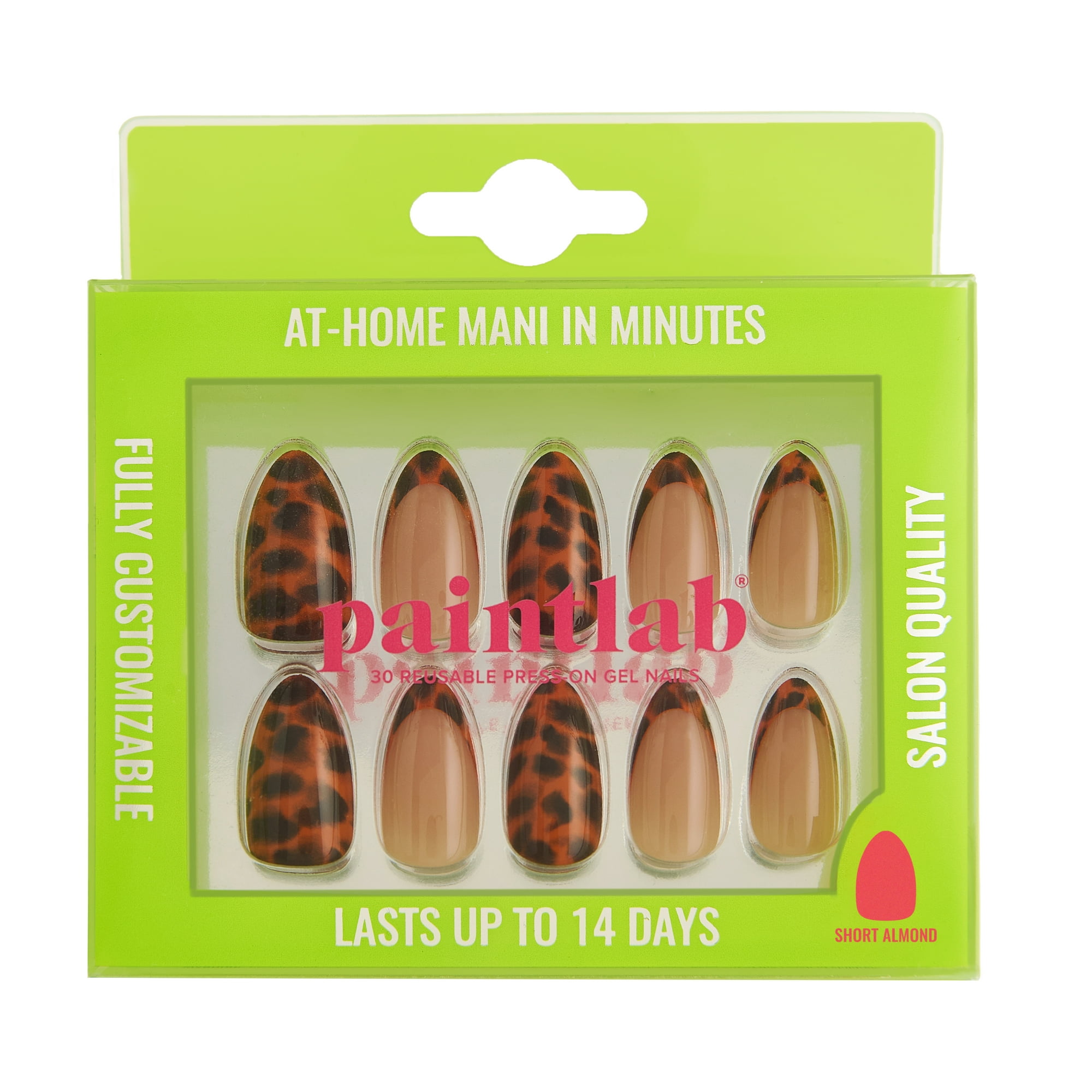 PaintLab Medium Oval Press On Nails, Tortoise Shell Tips, 30 Count