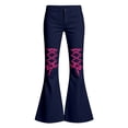 thumbnail image 4 of Tfken Children Soft Lightweight Pants Daily School Wear Girls Denim Flare Pants With Pockets Fashion Adjustable Tie Kids Classic Clothes Size 9-10 Years Blue, 4 of 4
