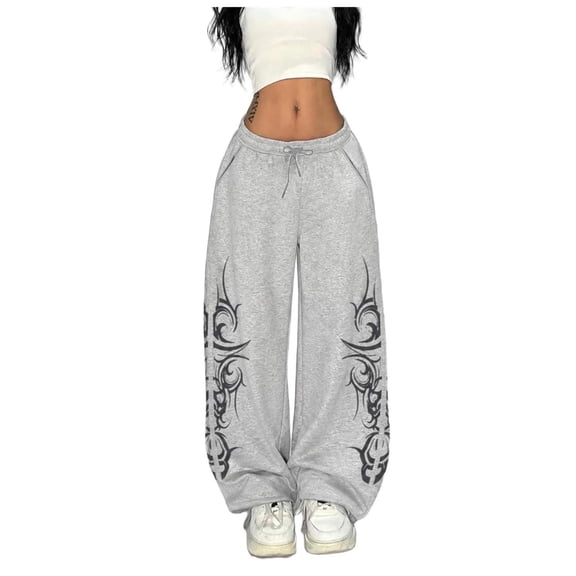 PFWOWB Graphic Baggy Sweatpants for Women Wide Leg Lounge Pants Drawstring Pockets