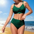 thumbnail image 4 of Women High Waisted Bathing Suit - Ruched Front Bikini Sets Standard Straps Padded Bras Two Piece Swimsuits Beach Vacation, 4 of 5