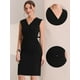 thumbnail image 2 of Vestido de oficina Allegra K sin mangas cuello En V con cinturón lápiz Negro XS, 2 of 6