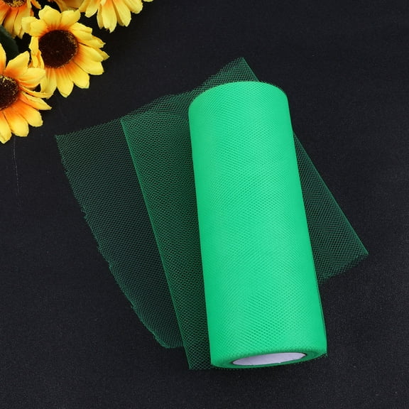 GOOHOCHY 6 Inches 25 Yards Yarn Tulle Netting Rolls Organza Fabric for Wedding Decoration Bow Tutu Skirt DIY Craft Sewing Gift Wrapping Clothes(C20 Grass Green)