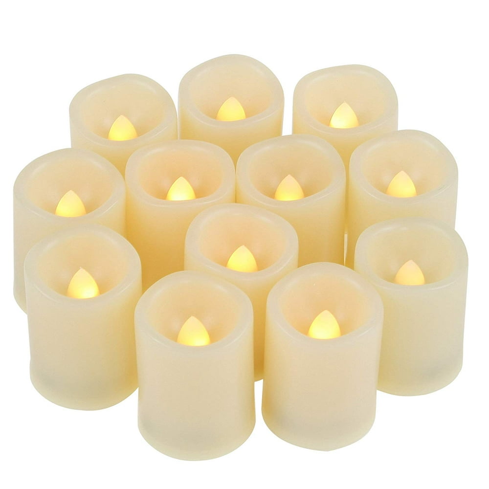 Battery Operated LED Votive Candles Realistic Flickering Flameless Tea ...