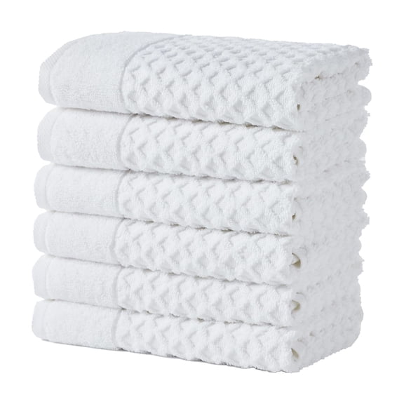 6 Pack Bath Towels Set, 100% Cotton 26x16 Inch Hand Towels, Highly Absorbent, Quick Dry, and Durable, Perfect for Bathroom, Kitchen, Gym, and Guest Use, Classic White Color