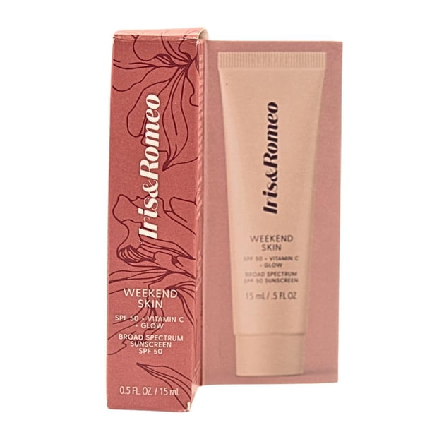 IRIS&ROMEO Mini Weekend Skin SPF 50 Protector solar mineral teñido con brillo instantáneo con vitamina C + niacinamida
