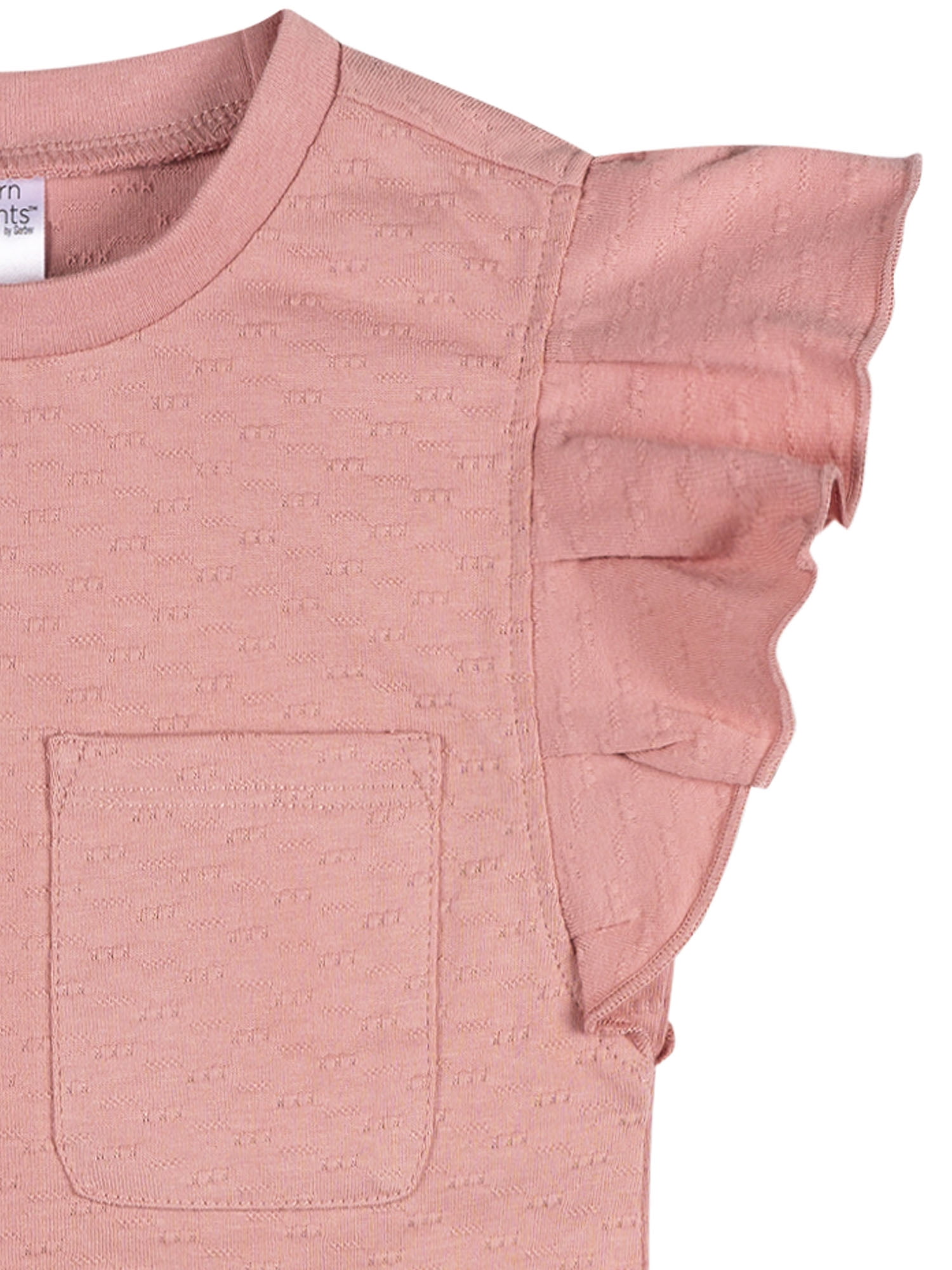 Modern Moments by Gerber Baby and Toddler Girl Organic Pleated Ruffle Sleeve Top, Sizes 0/3 Months - 5T