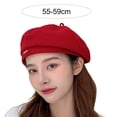 thumbnail image 6 of Women Beret Wind-proof No Brim Knitting Round Top Good Stretchy Dress Up Lightweight Elegant Lady Winter Beret, 6 of 8