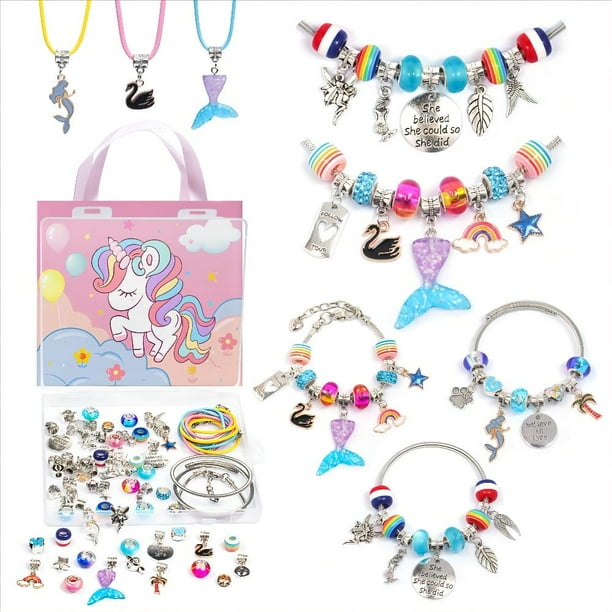 Cute Unicorn Crystal Bracelet DIY Kit Jewelry Making Beading Craft Gift