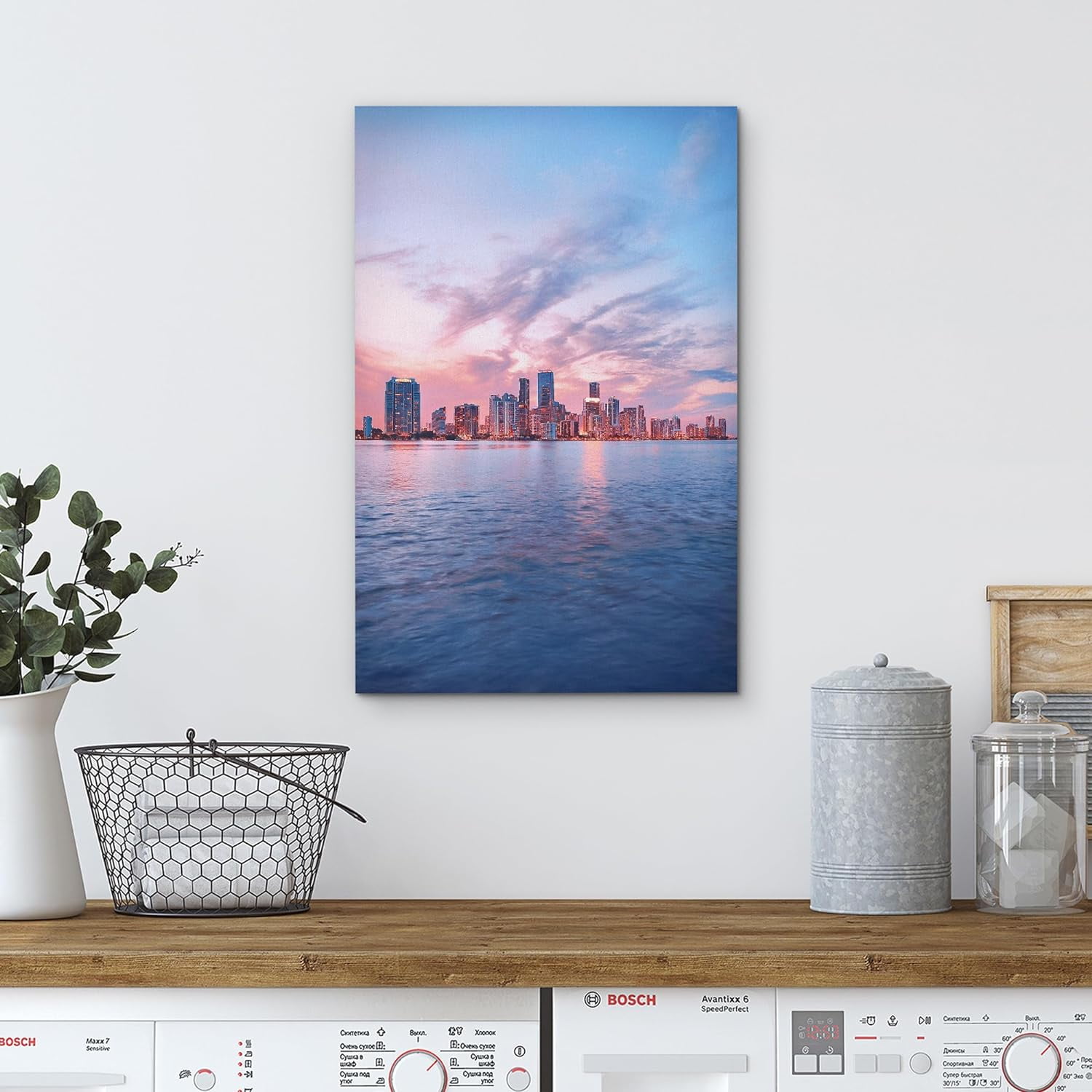 Wall26 Canvas Print Wall Art Harbor View City Pastel Sunset