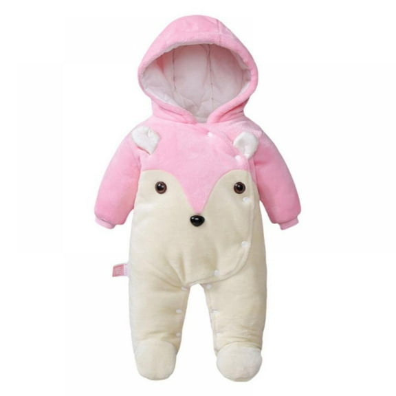 Baby Newborn Baby Snowsuit Onesie Winter Coat Warm Fox Footie Romper for Infant Girls Boys