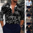 thumbnail image 3 of Mens Printed Long Sleeve Muscle Band Collar Button Down Shirt Party T Dress Up, 3 of 8
