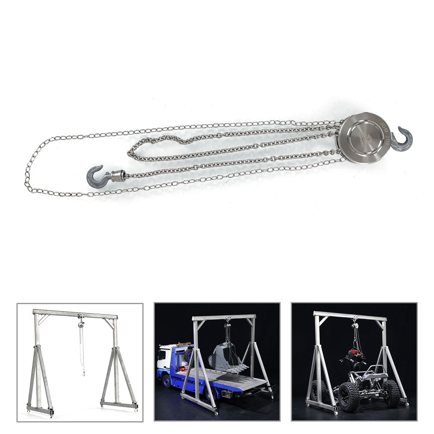 JDM Metal Chain LiftBlock Tackle Hoist Heavy Duty Load for RC Gantry Crane 1/10