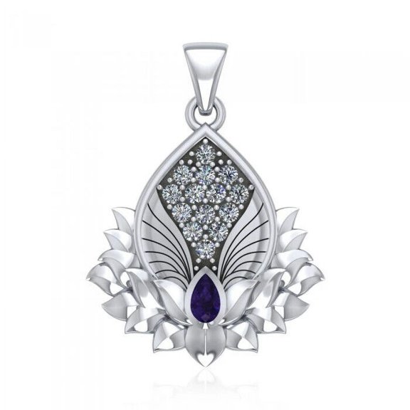 Angel Wings Lotus Pendant 925 Sterling Silver Fine Spiritual Symbolic Jewelry