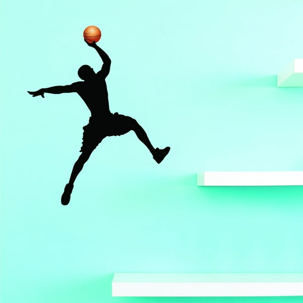 Custom Wall Decal Basketball Player Slam Dunk Finger Roll Vinyl Wall