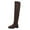 Coffee, variant on Knee High Boots Women Casual Stretch Suede Over the Knee Boots Chunky Lug Sole Zipper Long Riding Booties Round Toe Dress Thigh High Boots