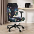 thumbnail image 5 of FKELYI Office Chair Slipcover Colorful Daisy Floral Black Cat Print Swivel Computer Cover Washable Anti-Dust Armchair Protector Cover for Backrest & Cushion Seat Decoration, 5 of 7